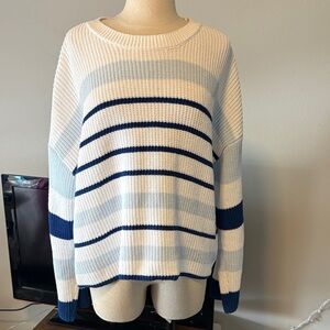 Francesca's Collections Navy and White Striped Sweater